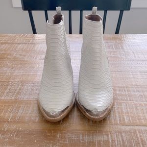 Free People white lizard skin western ankle boot